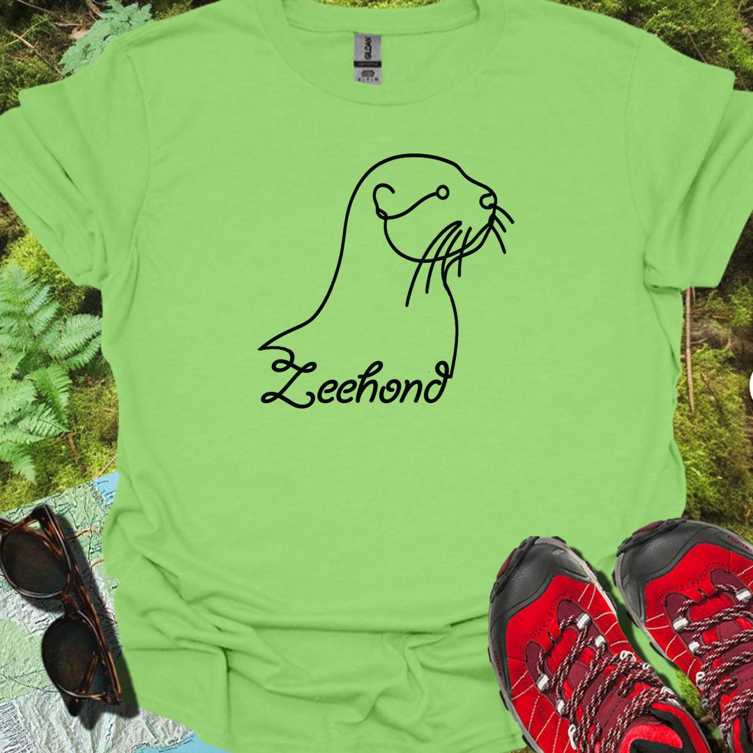 Zeehond lijntekening zwart trendy T-shirt