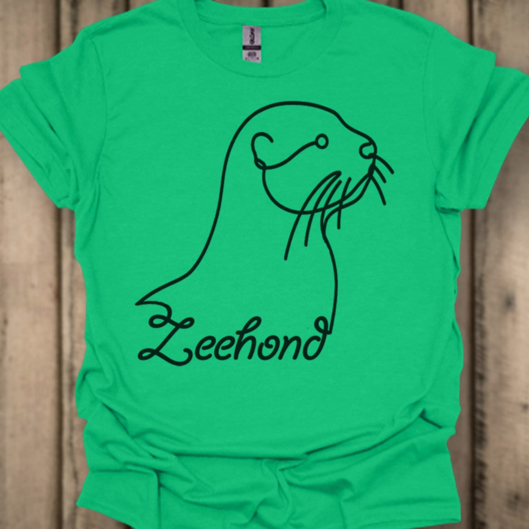 Seal line drawing black trendy T-shirt