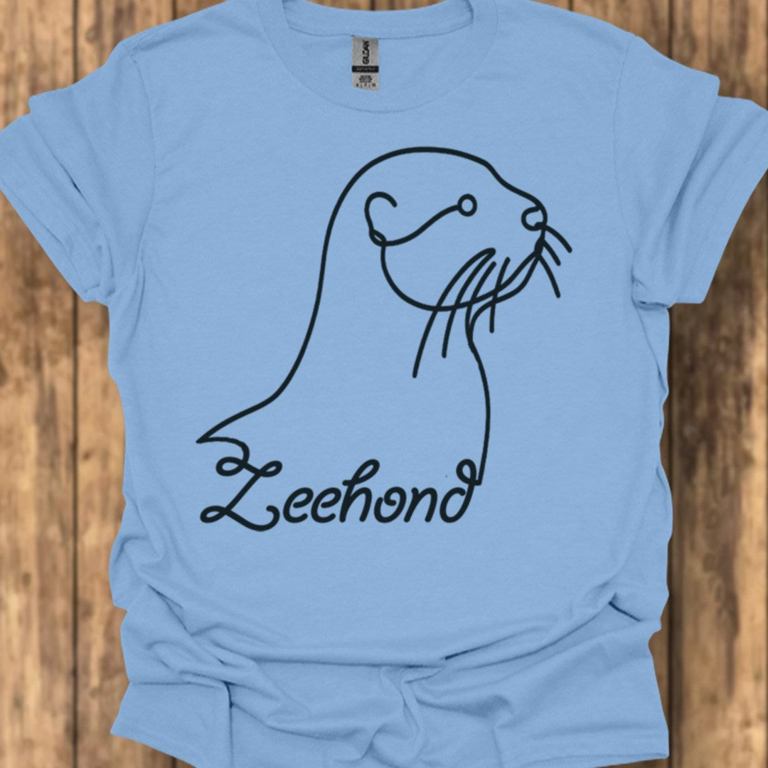Seal line drawing black trendy T-shirt