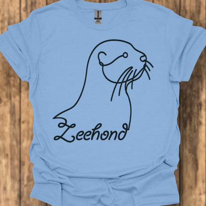 Seal line drawing black trendy T-shirt