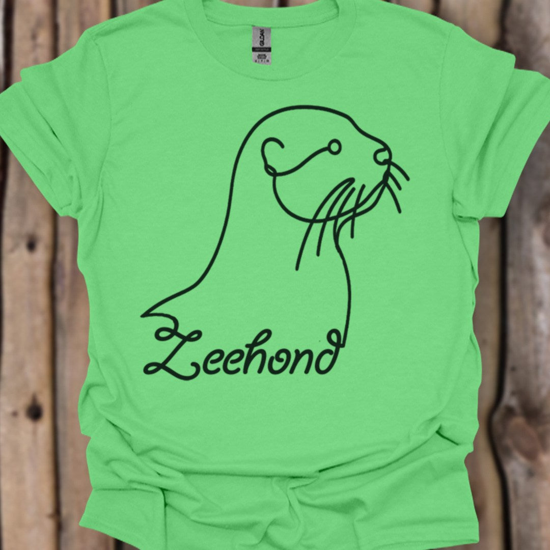Seal line drawing black trendy T-shirt