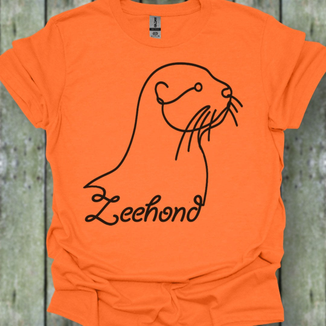 Seal line drawing black trendy T-shirt
