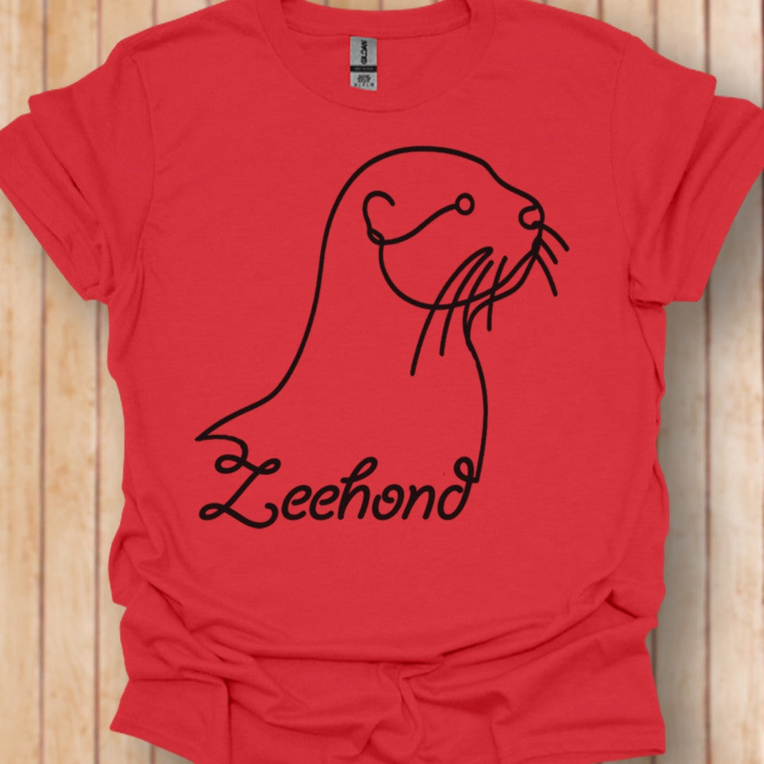 Seal line drawing black trendy T-shirt