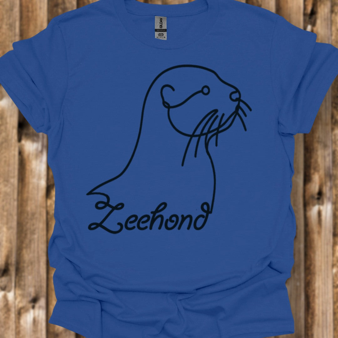 Seal line drawing black trendy T-shirt