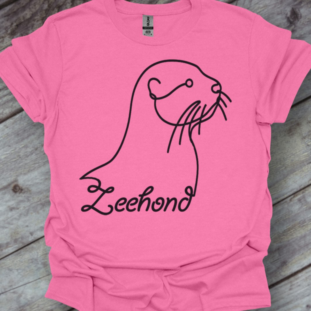 Seal line drawing black trendy T-shirt