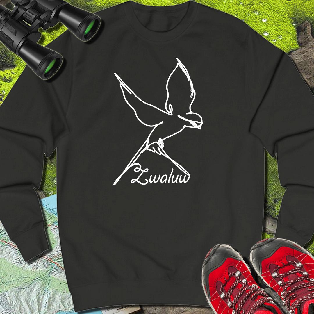 Zwaluw lijntekening wit sweatshirt