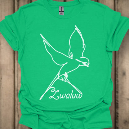 Hirondelle dessin au trait blanc T-shirt blanc tendance 