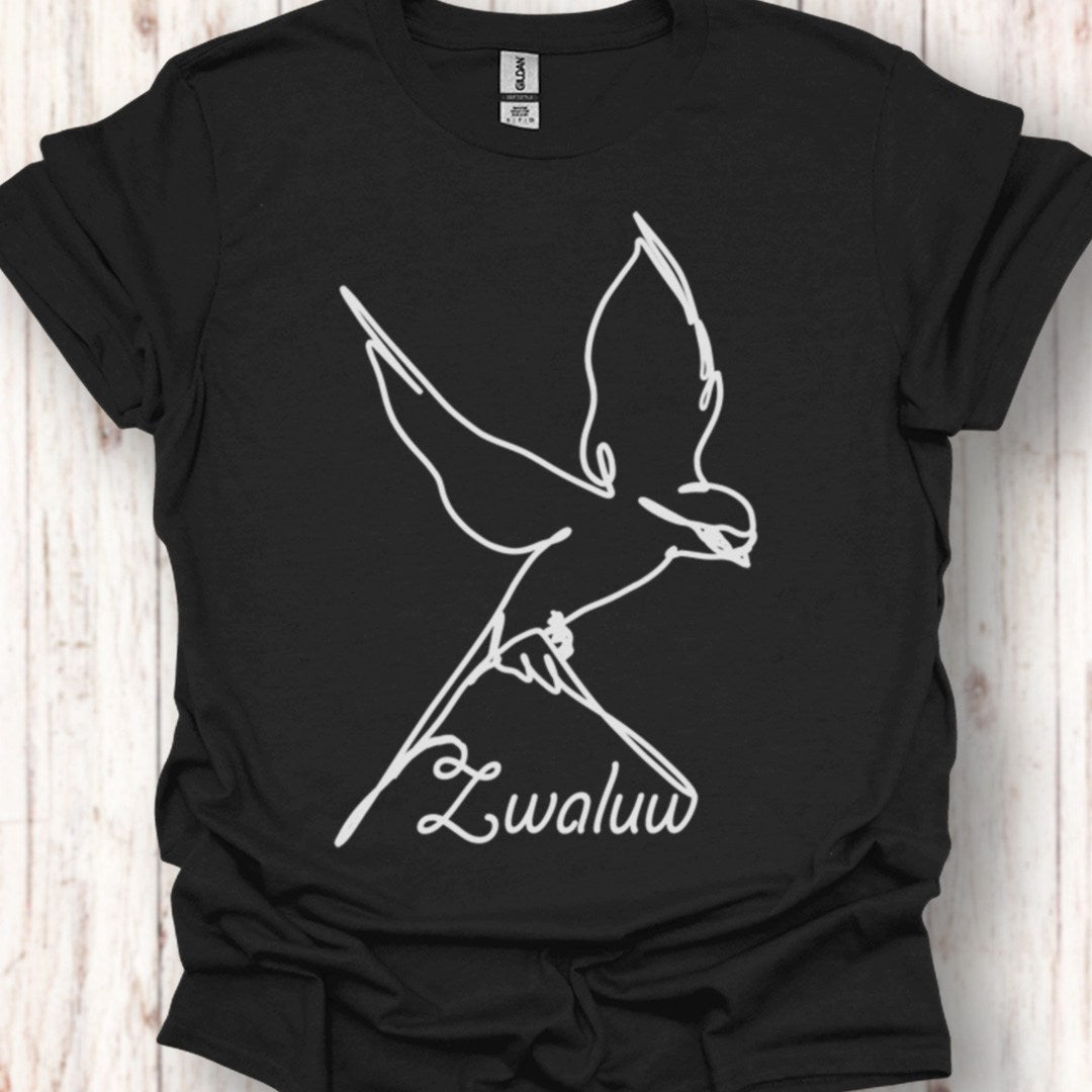 Zwaluw lijntekening wit tijdloos T-shirt