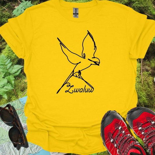 Hirondelle dessin au trait noir T-shirt tendance