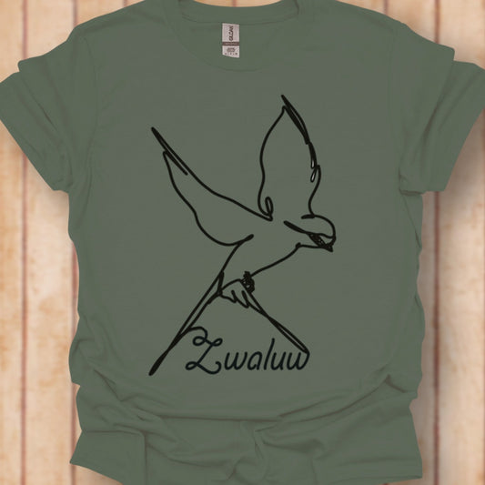 Swallow line drawing black timeless T-shirt