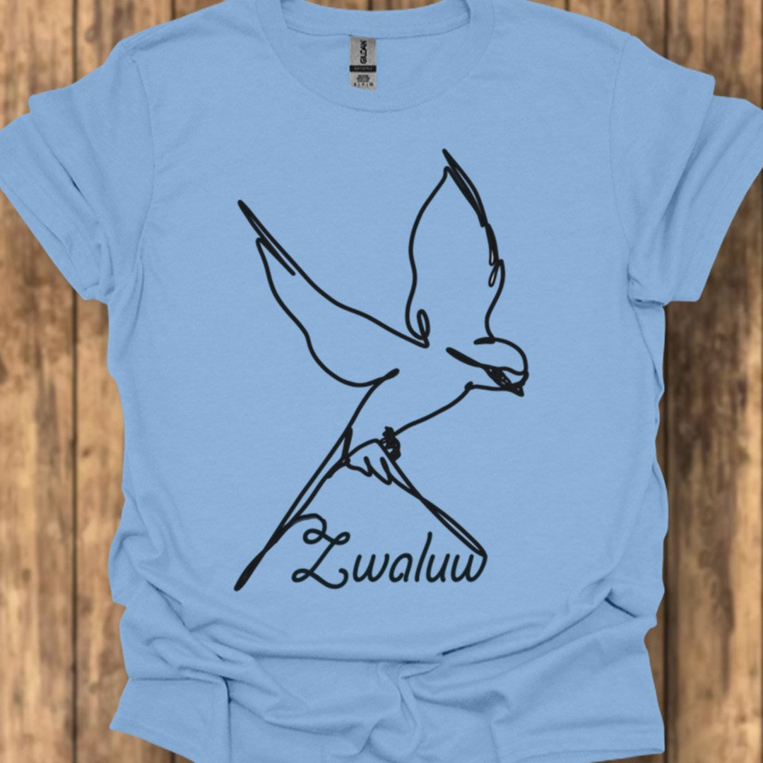 Zwaluw lijntekening zwart tendy T-shirt