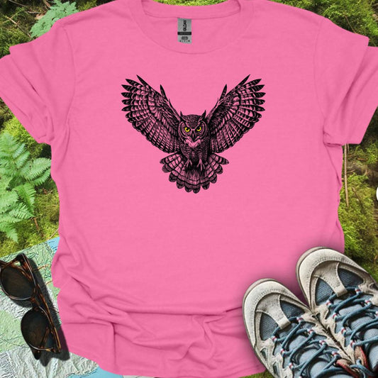 Chouette noire volante T-shirt tendance 