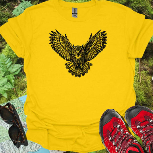 Chouette noire volante T-shirt tendance 