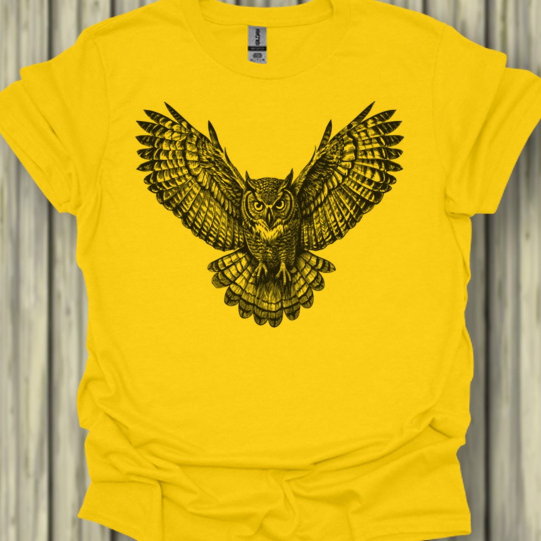 Chouette noire volante T-shirt tendance 