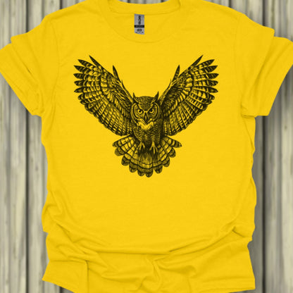 Chouette noire volante T-shirt tendance 