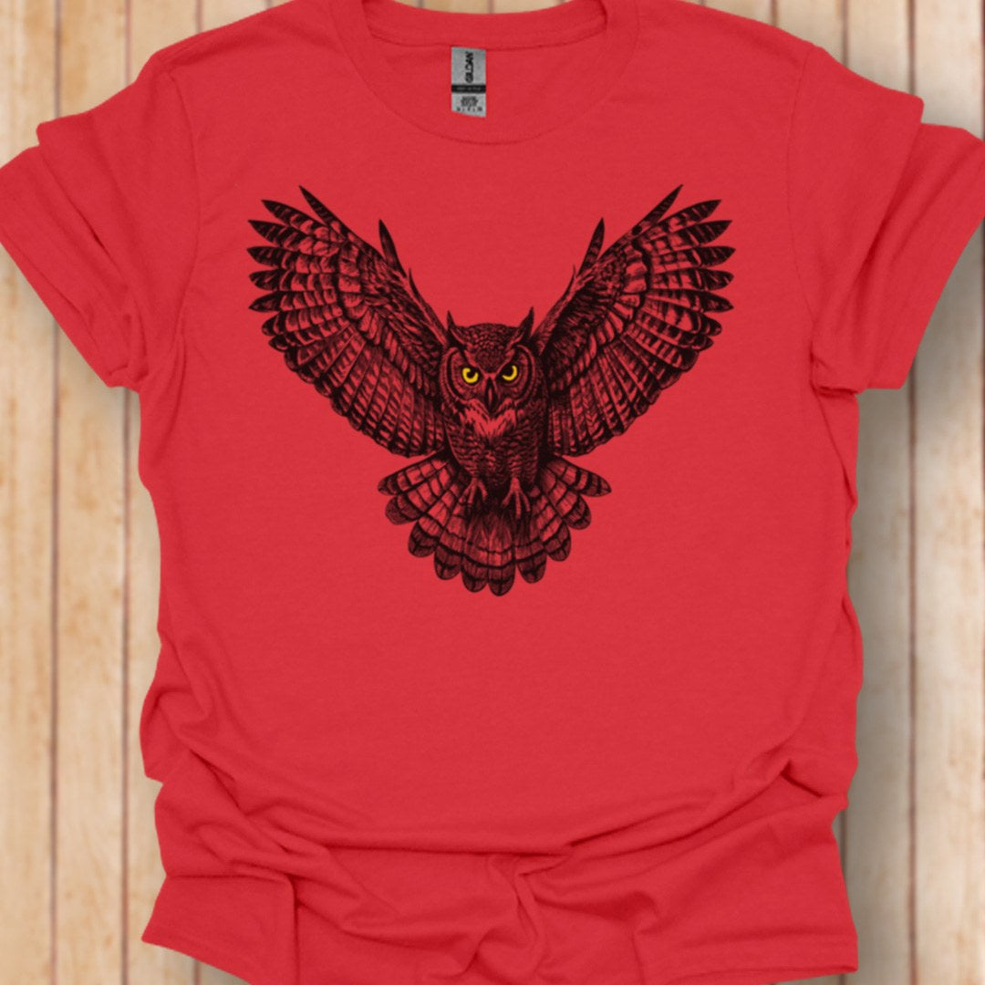 Chouette noire volante T-shirt tendance 