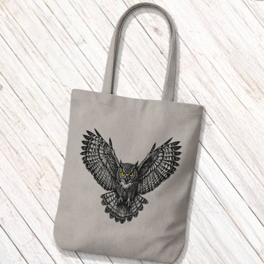 Tote Bag Uil Vliegend Zwart