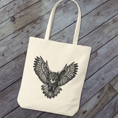 Tote Bag Uil Vliegend Zwart