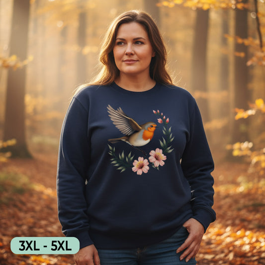 Roodborstje met Bloementak Sweatshirt+