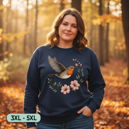 Roodborstje met Bloementak Sweatshirt+