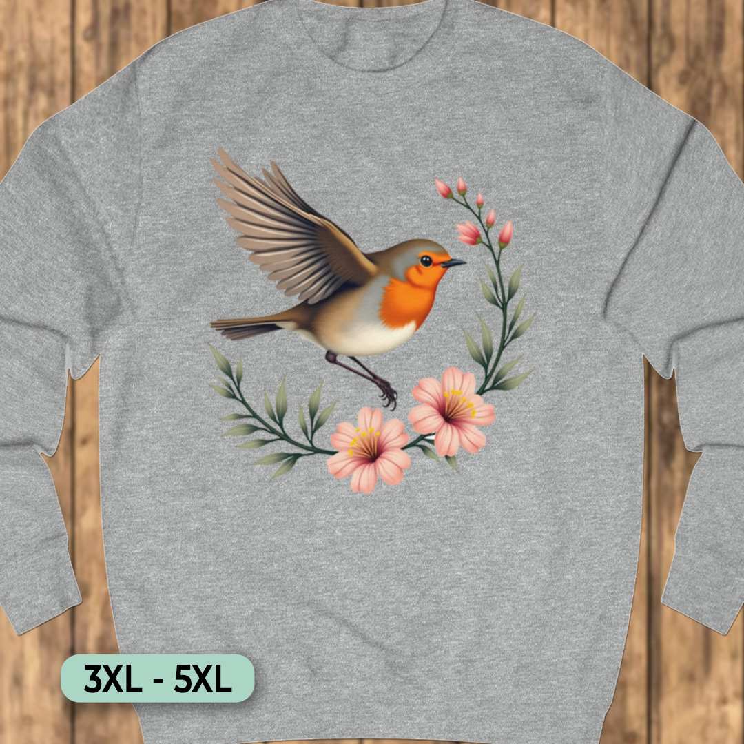 Roodborstje met Bloementak Sweatshirt+