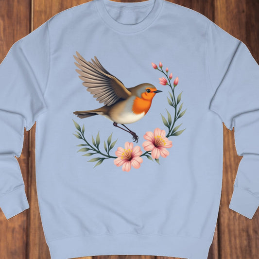 Roodborstje met Bloementak sweatshirt
