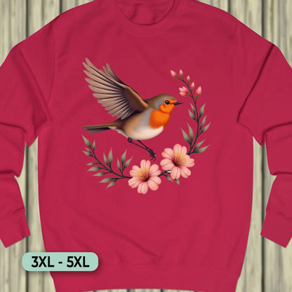 Roodborstje met Bloementak Sweatshirt+