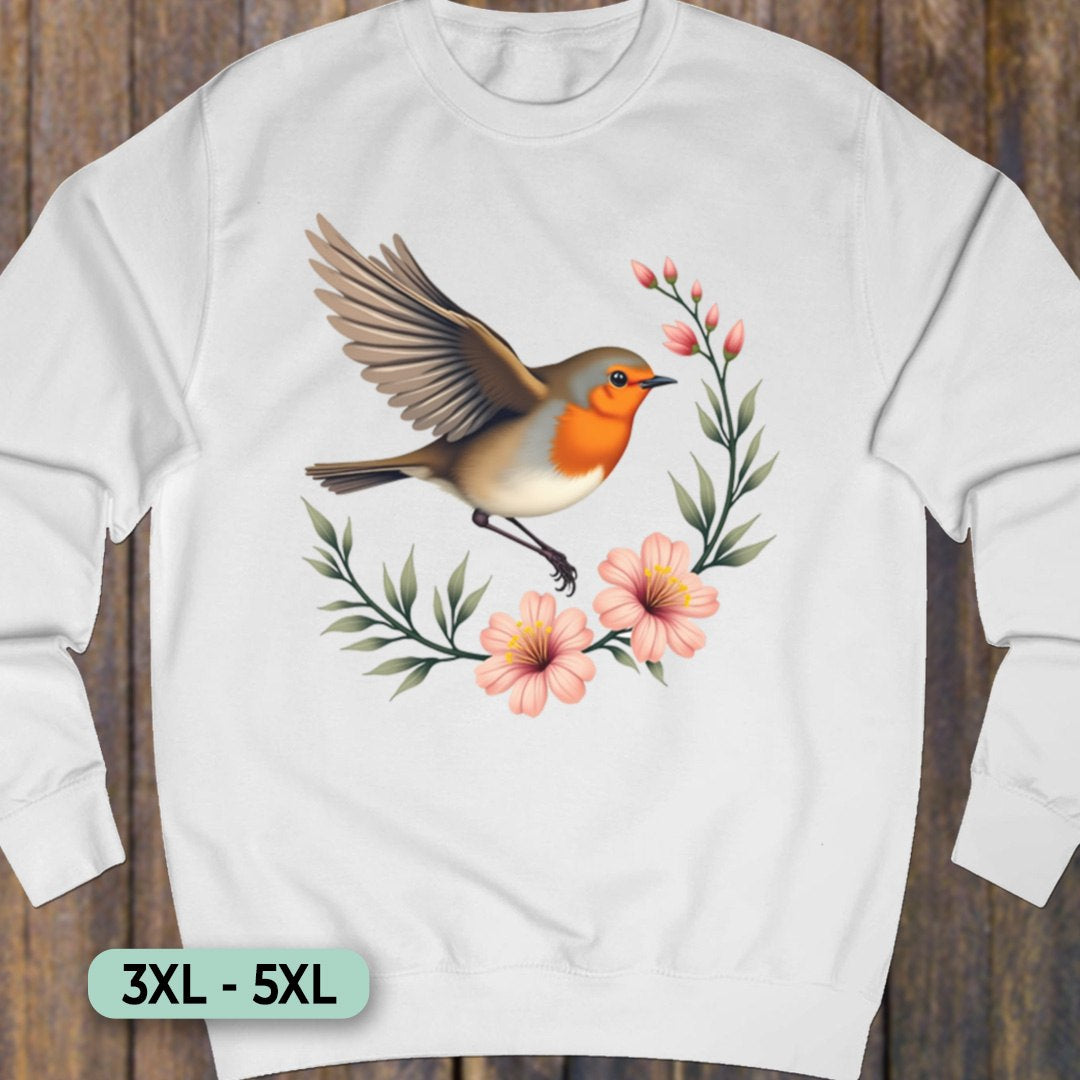 Roodborstje met Bloementak Sweatshirt+
