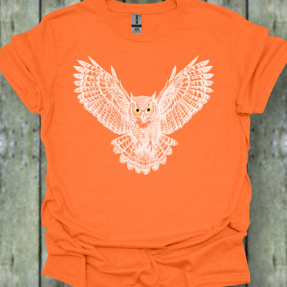 Flying owl white trendy T-shirt