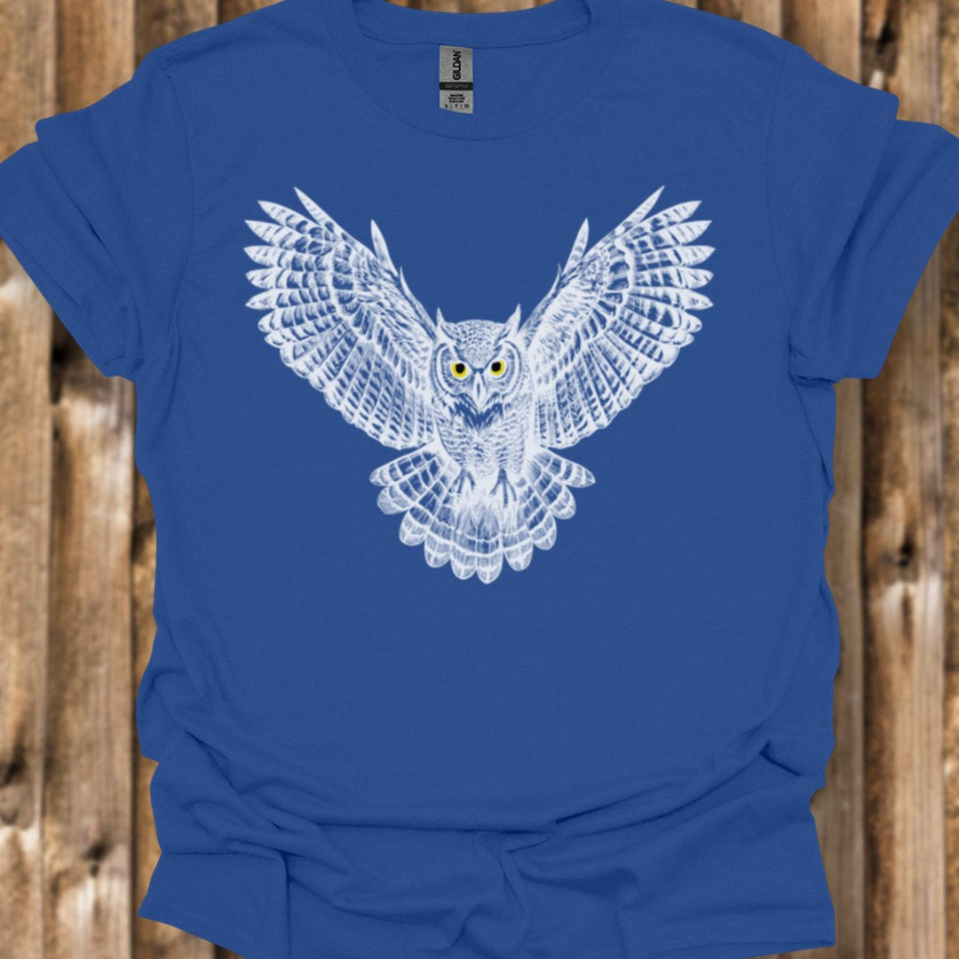 Flying owl white trendy T-shirt