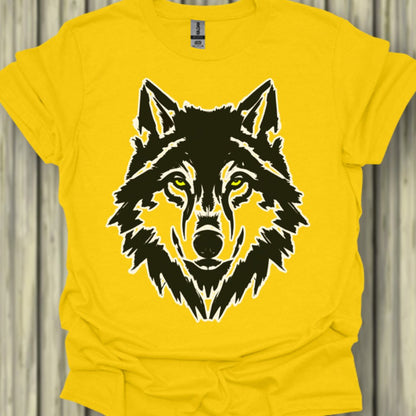 Black and white wolf trendy T-shirt