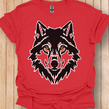 Black and white wolf trendy T-shirt