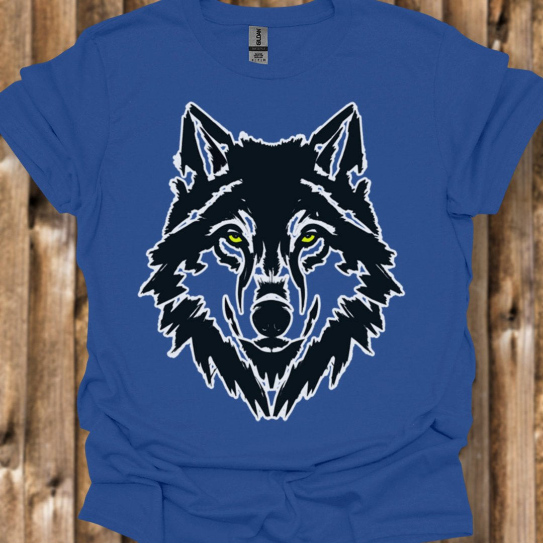 Black and white wolf trendy T-shirt