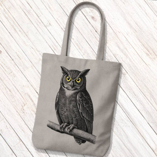 Tote Bag Wijze Uil Zwart