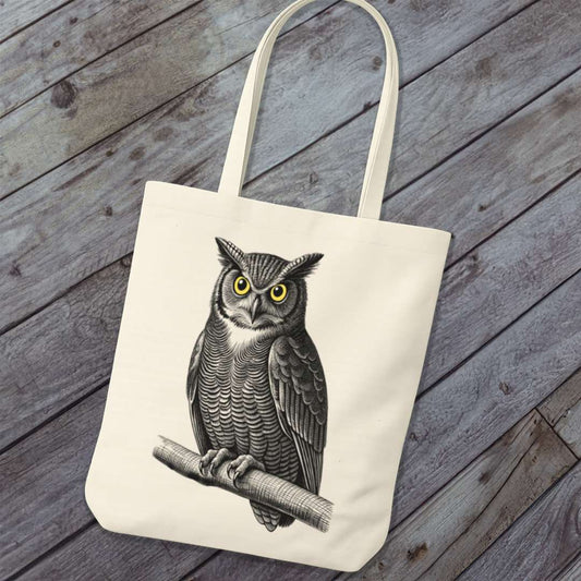 Tote Bag Wijze Uil Zwart
