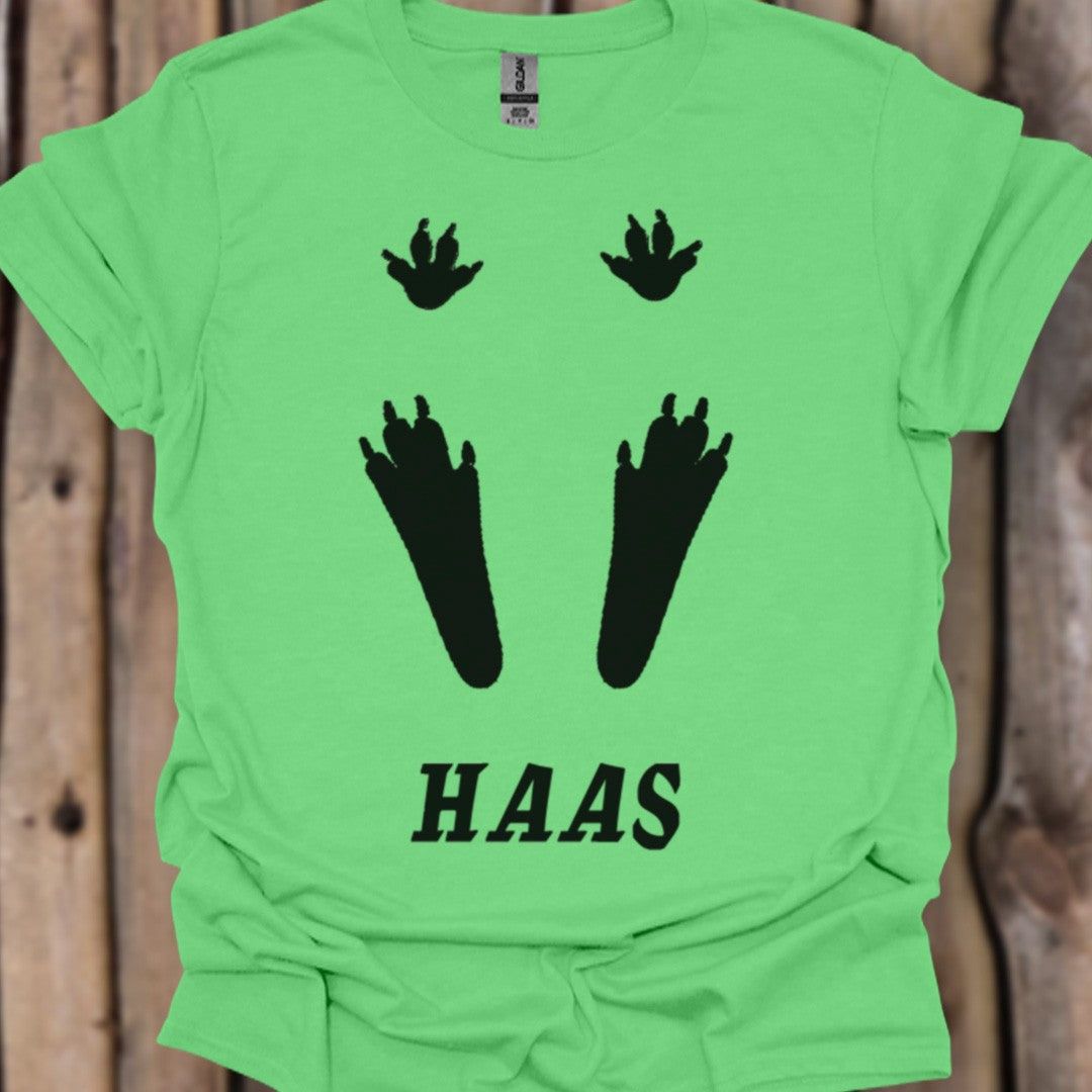 Pootafdrukken haas zwart trendy T-shirt