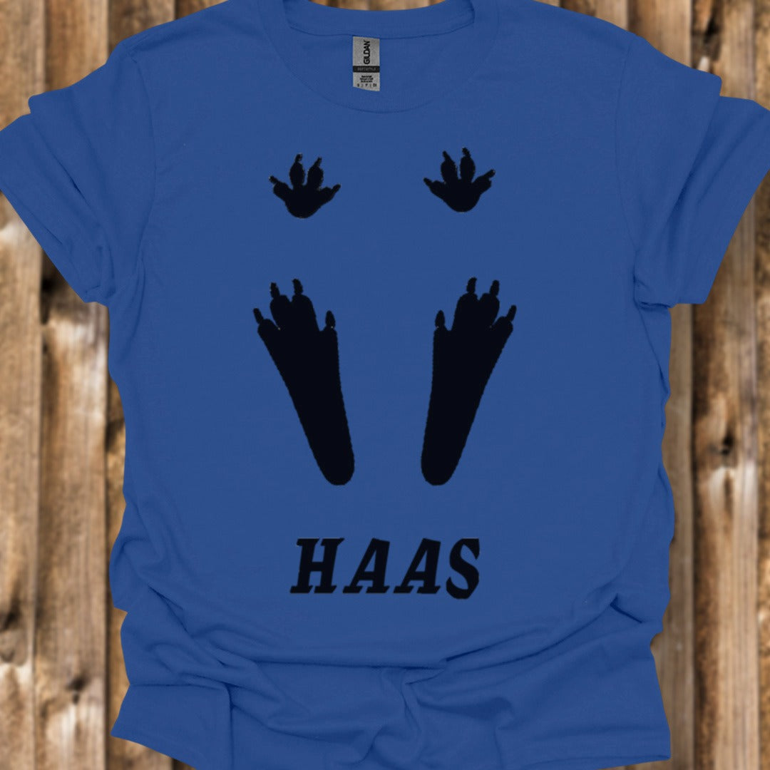 Pootafdrukken haas zwart trendy T-shirt