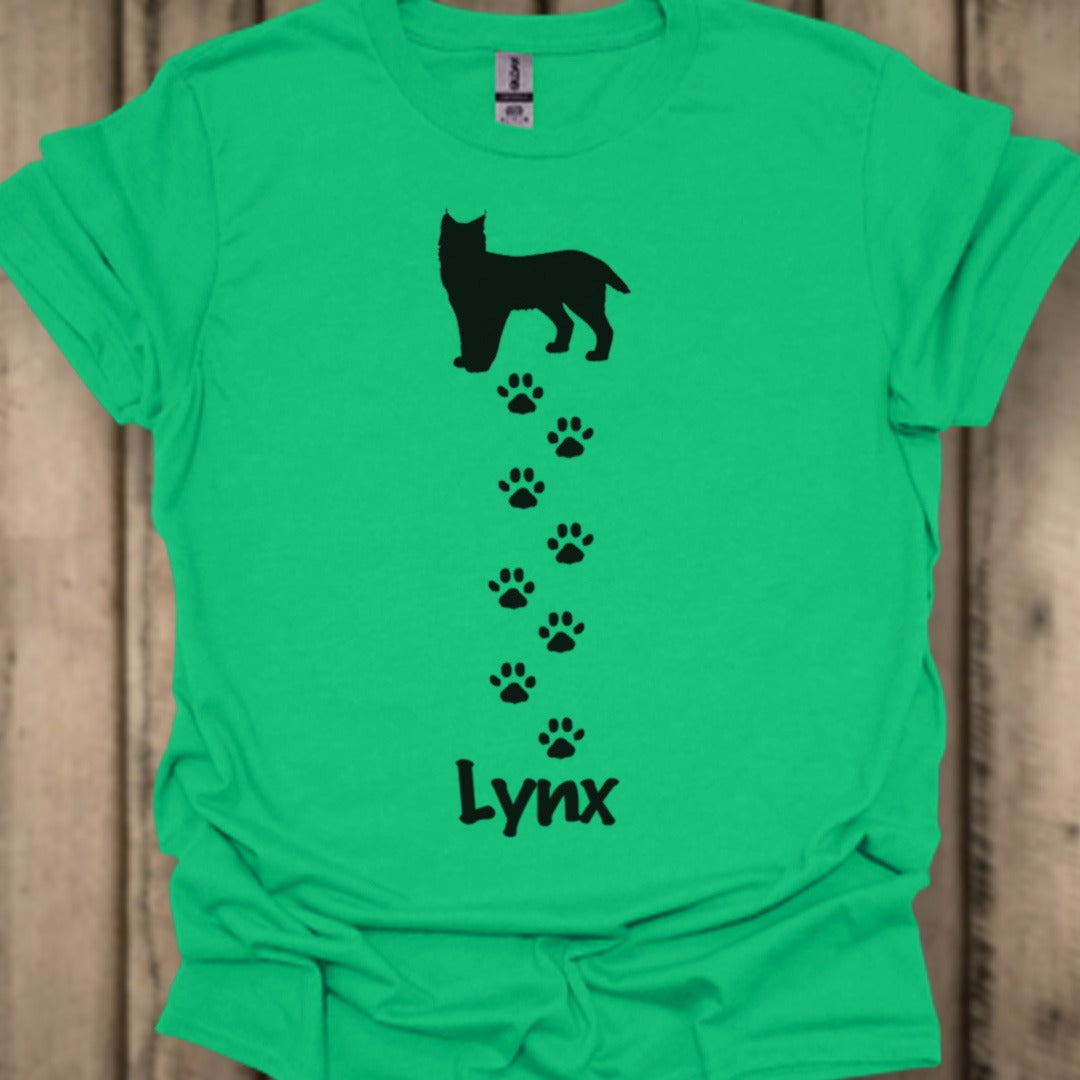 Lynx avec empreintes de pattes noir T-shirt tendance 