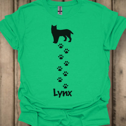 Lynx avec empreintes de pattes noir T-shirt tendance 