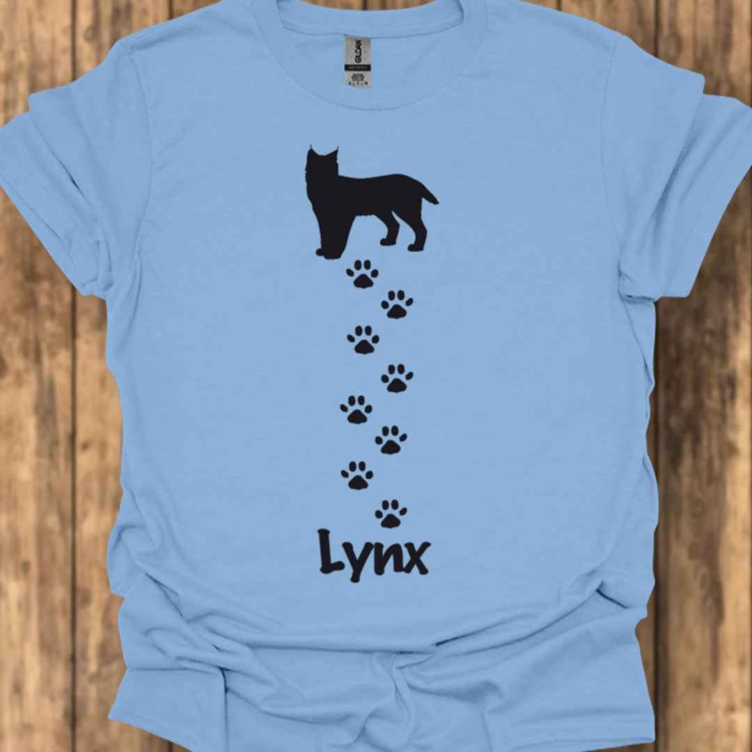 Lynx avec empreintes de pattes noir T-shirt tendance 