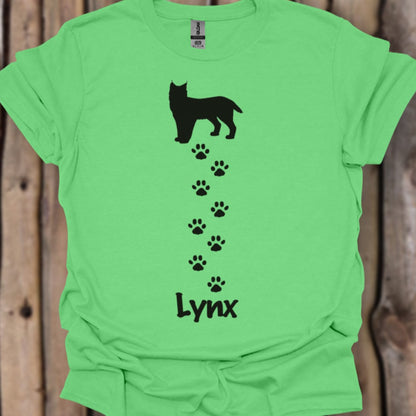 Lynx avec empreintes de pattes noir T-shirt tendance 