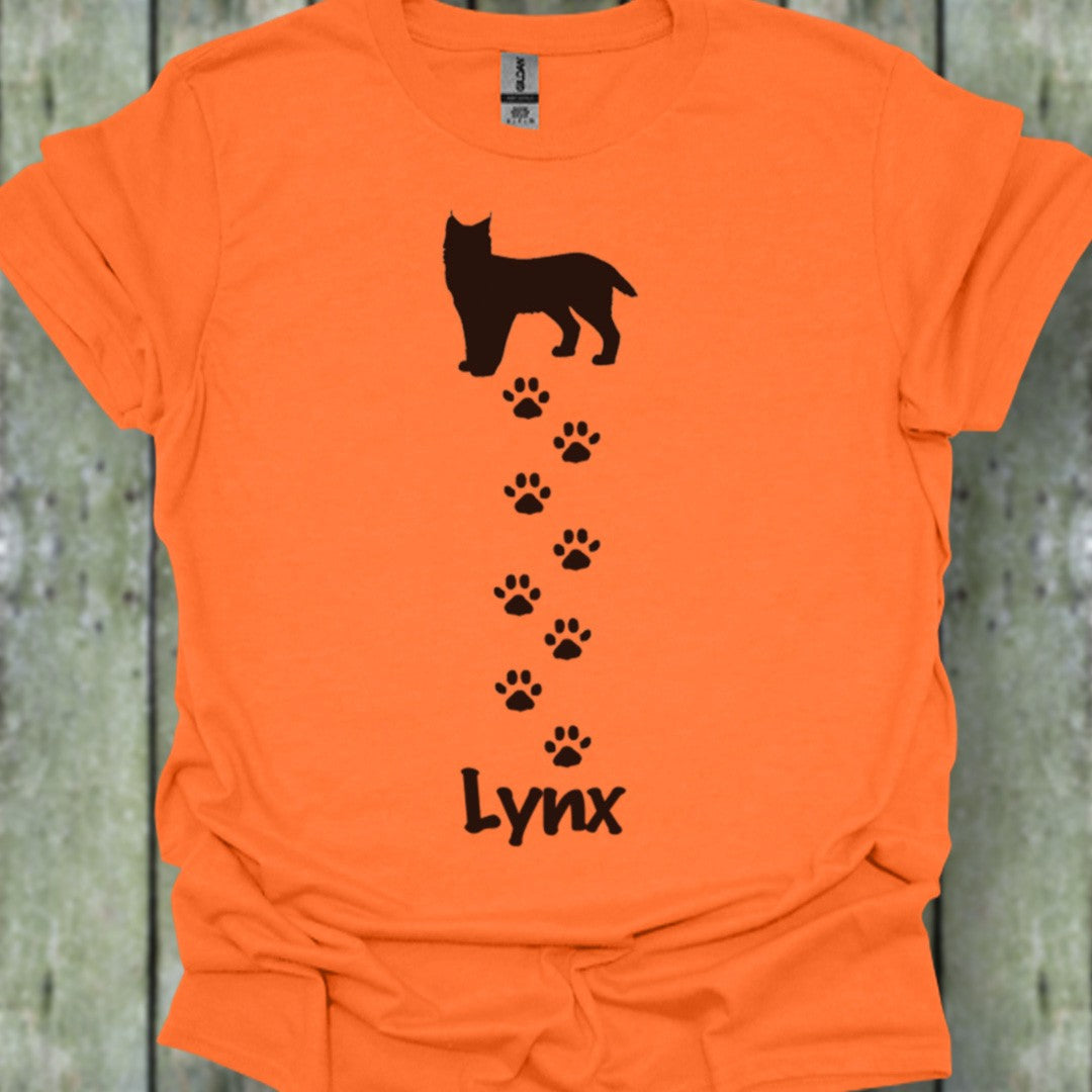 Lynx avec empreintes de pattes noir T-shirt tendance 