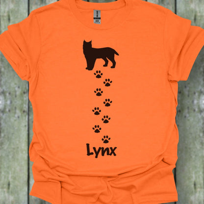Lynx avec empreintes de pattes noir T-shirt tendance 