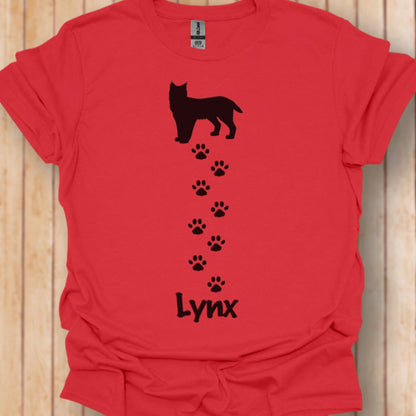 Lynx avec empreintes de pattes noir T-shirt tendance 