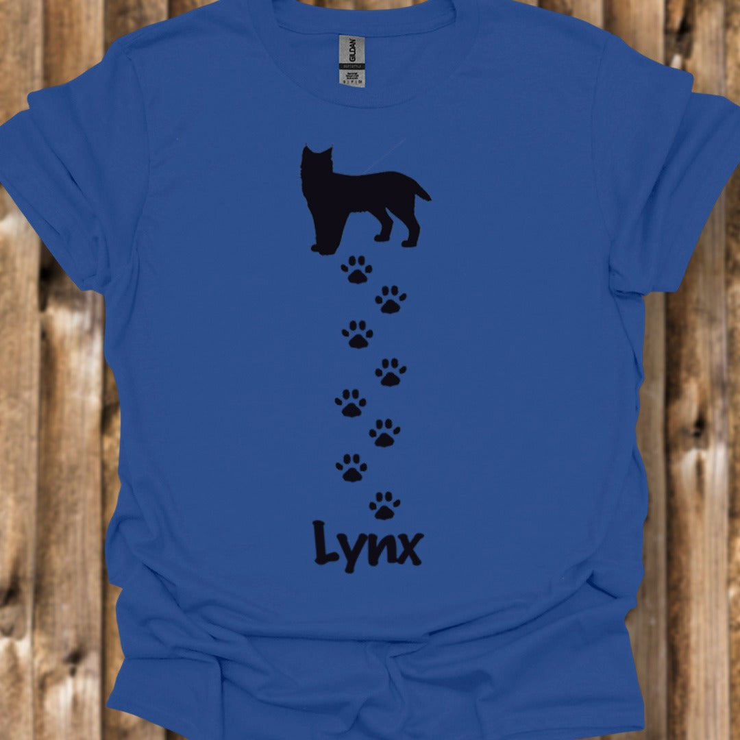 Lynx avec empreintes de pattes noir T-shirt tendance 