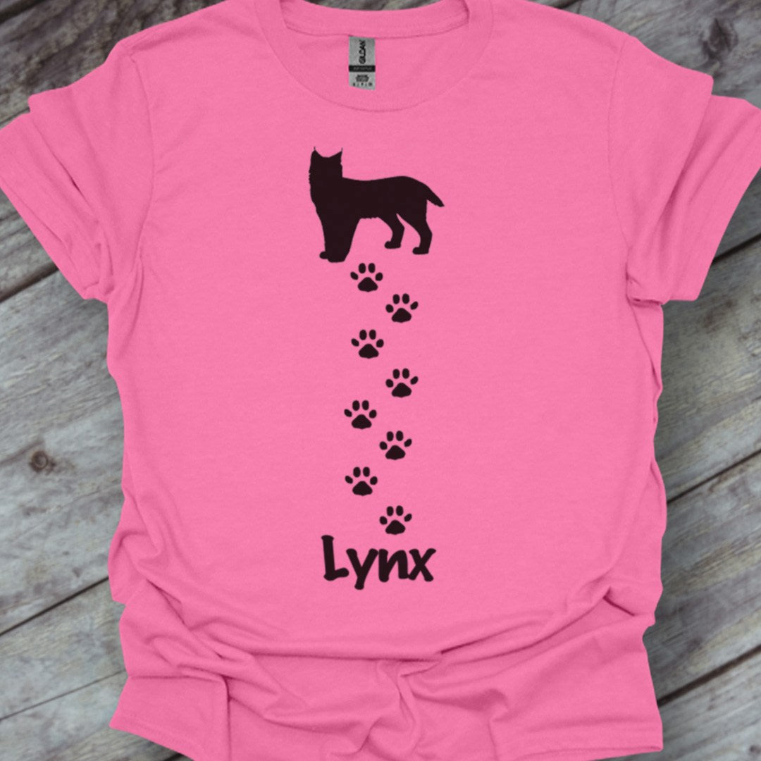 Lynx avec empreintes de pattes noir T-shirt tendance 