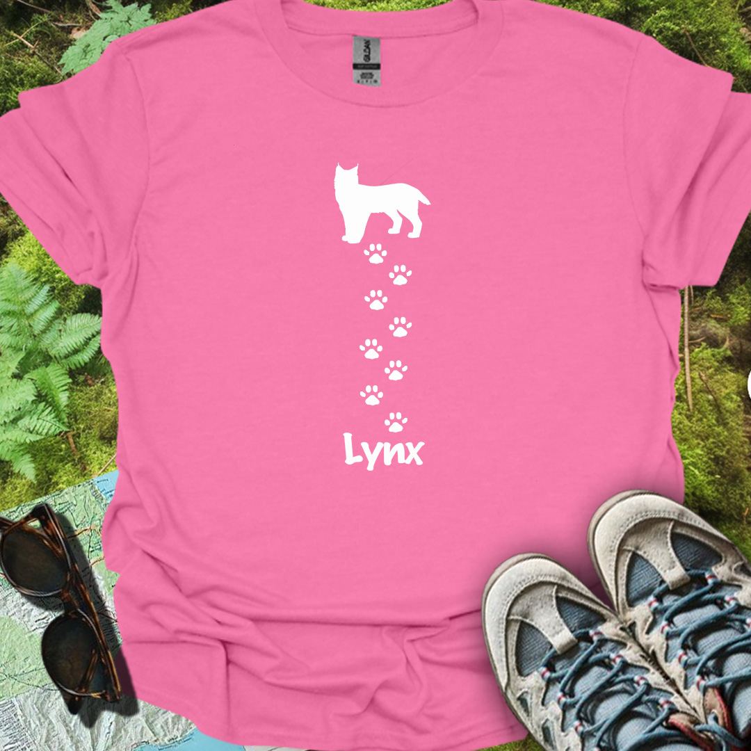Lynx met pootafdrukken wit trendy T-shirt