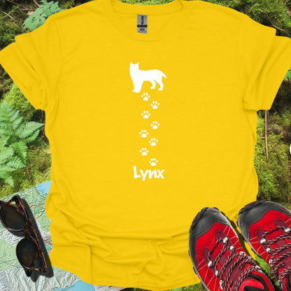 Lynx met pootafdrukken wit trendy T-shirt