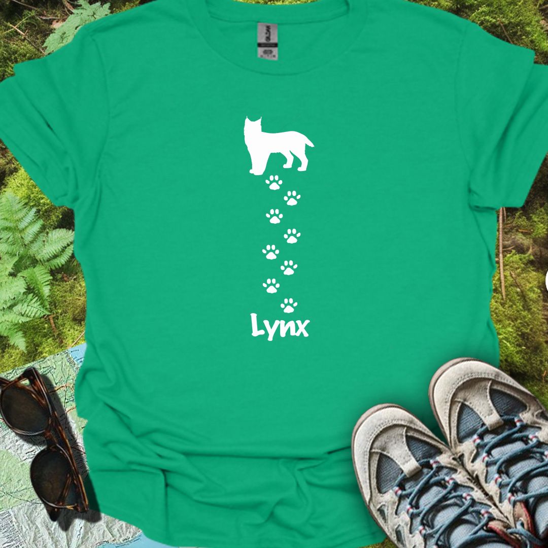 Lynx met pootafdrukken wit trendy T-shirt