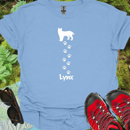 Lynx met pootafdrukken wit trendy T-shirt